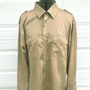 GUCCI Khaki Collar Button Down Shirt Sz 45/17 3/4